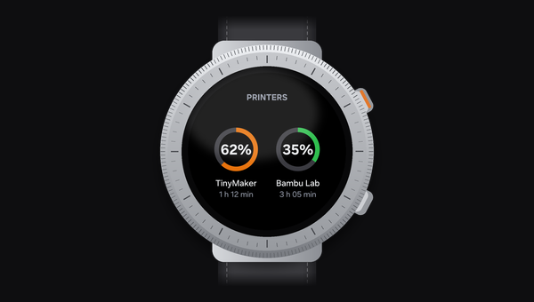 TinyStatus on a Wear OS watch: print progress rings with time left